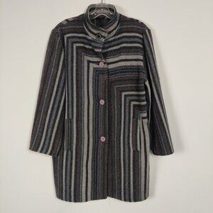 Women's Heavy Cotton Jacket Size Large Striped Upcycled Boutique